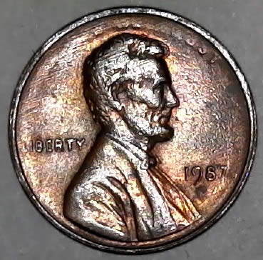 1987-P-Lincoln-Memorial-Cent-Struck-Through-Grease!-One-Of-My-Good-Ones